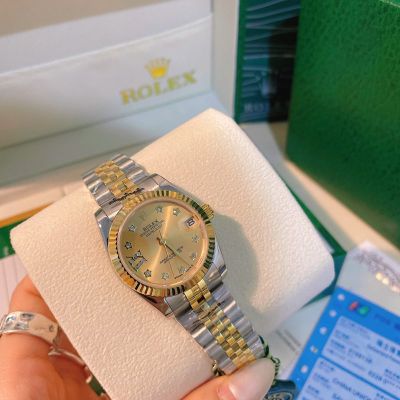 Rolex Datejust Replica with Jubilee Bracelet Imported Movement 316L Steel 31*12mm Women Gold Bezel Watch